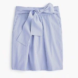 J.Crew Blue Wrap Around Tie Skirt Shirting Stripes